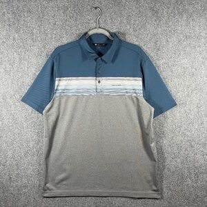 Travis Mathew Last Minute Golf Blue Gray Polo Shirt Mens Size Large #1444